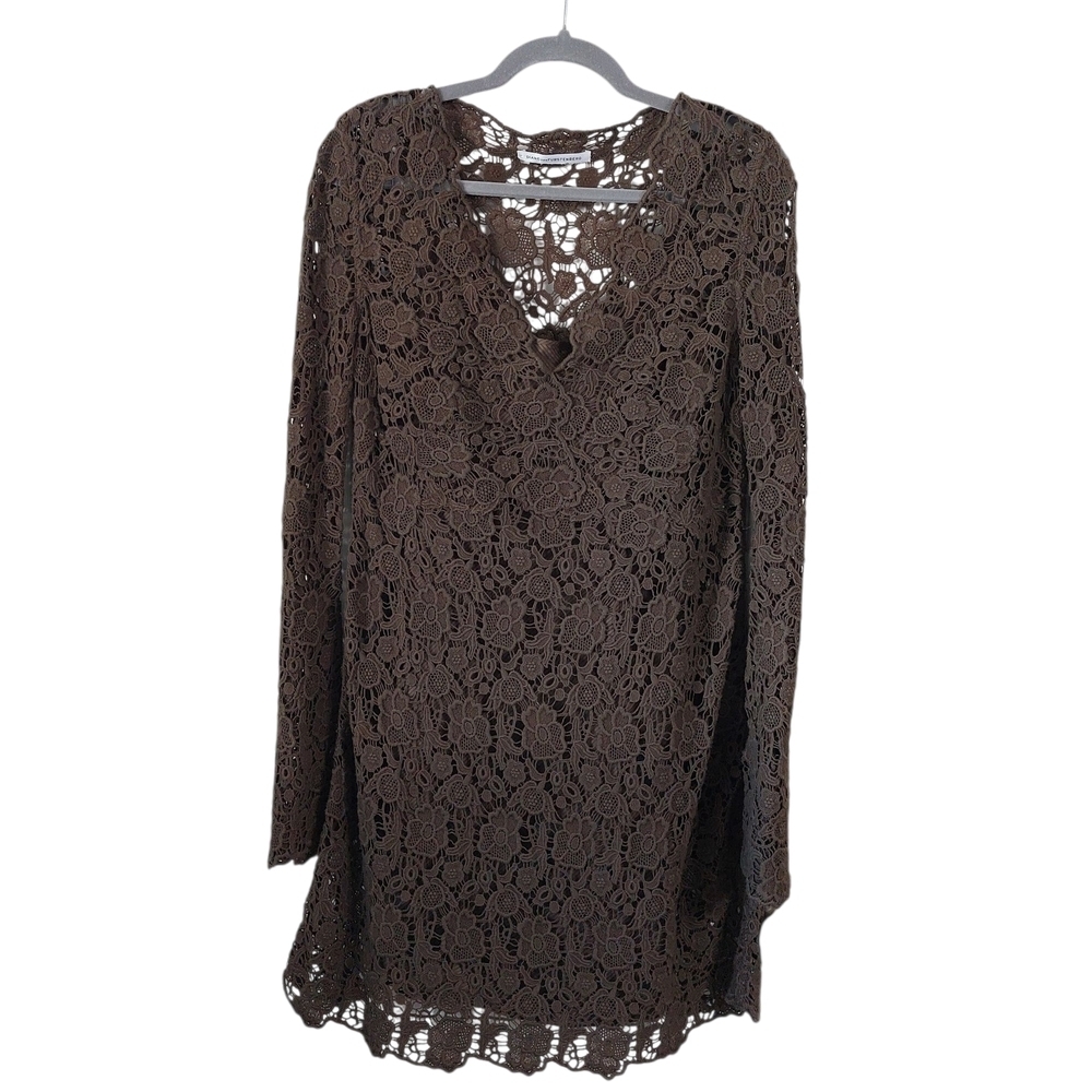 Diane Von Furstenberg Brown Lace Mini Dress